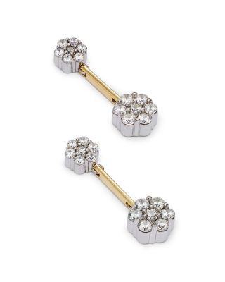 Diamond Flower Cluster Drop Earrings in 14K Yellow & White Gold, 1.25 ct.t.w. 