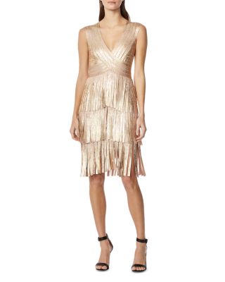 Herve Leger Sleeveless Fringed Dress