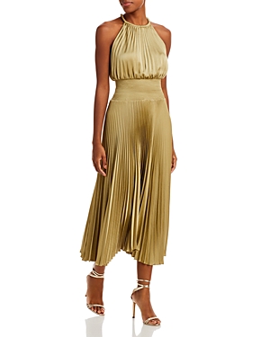 A.L.C RENZO II PLEATED HALTER DRESS