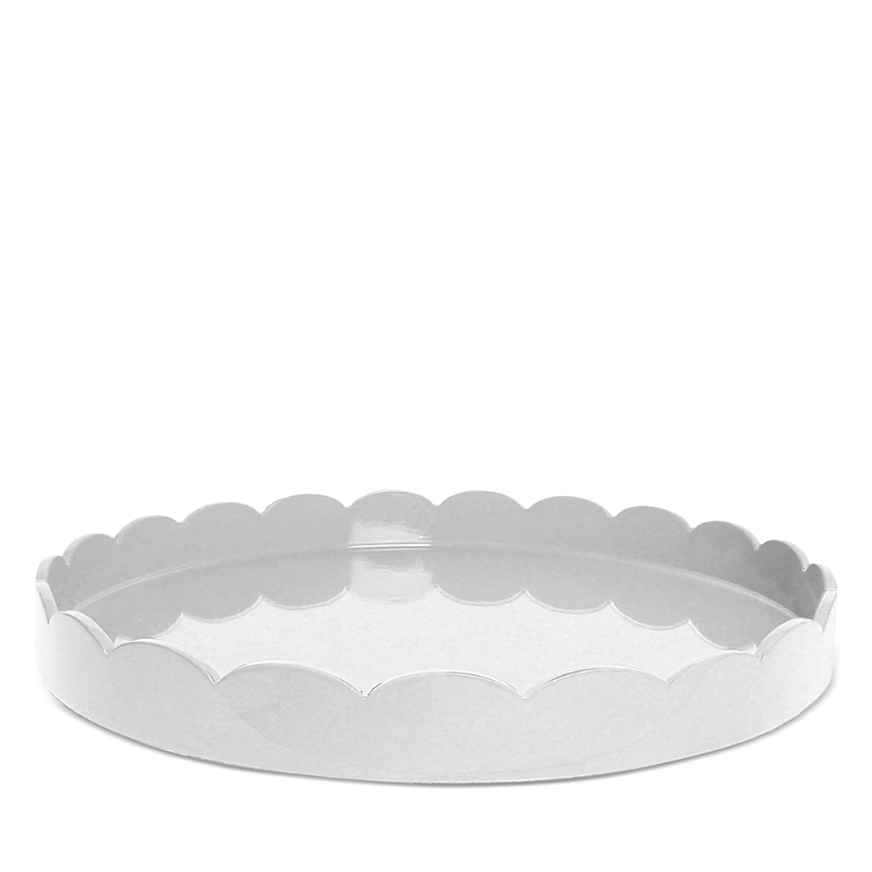 Addison Ross Large Lacquer Scalloped Tray, 16 Round In White