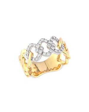 Bloomingdale's Diamond Chain Ring In 14k Yellow And White Gold, 0.35 Ct. T.w. - 100% Exclusive In White/yellow