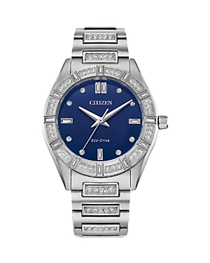 Shop Citizen Eco-drive Crystal Watch, 34mm In Blue/silver