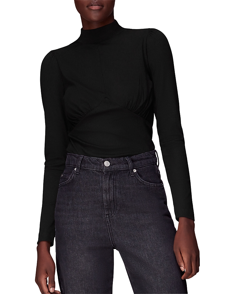 Whistles Ribbed Gathered Top