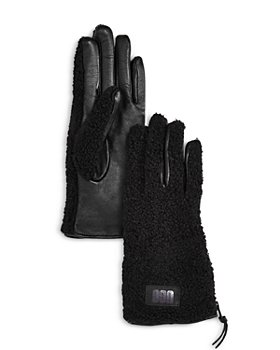 UGG® - Leather & Sherpa Zip Gloves