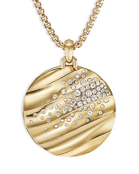 David Yurman - Cable Edge™ Pendant in Recycled 18K Yellow Gold with Pavé Diamonds