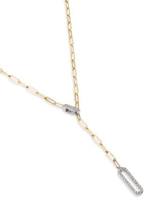 Diamond Paperclip Lariat Necklace in 14K Yellow Gold, 0.30 ct.  t.w. 