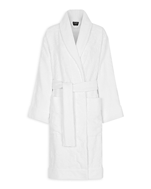 Dolce & Gabbana Terry Cotton Jacquard Bath Robe In White