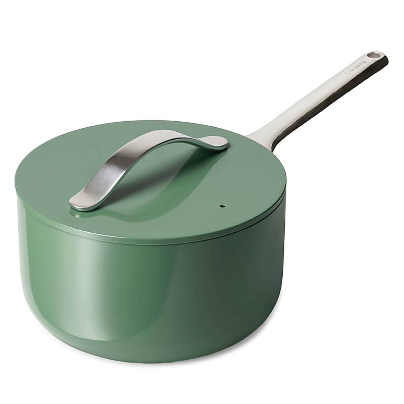 Caraway Nonstick Ceramic 1.75-quart Sauce Pan With Lid In Sage