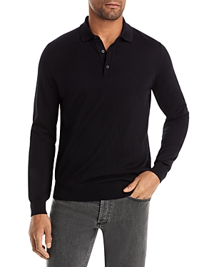Hugo Boss Lancione Long Sleeve Polo Shirt In Black