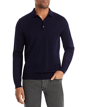 Hugo Boss Lancione Long Sleeve Polo Shirt In Dark Blue