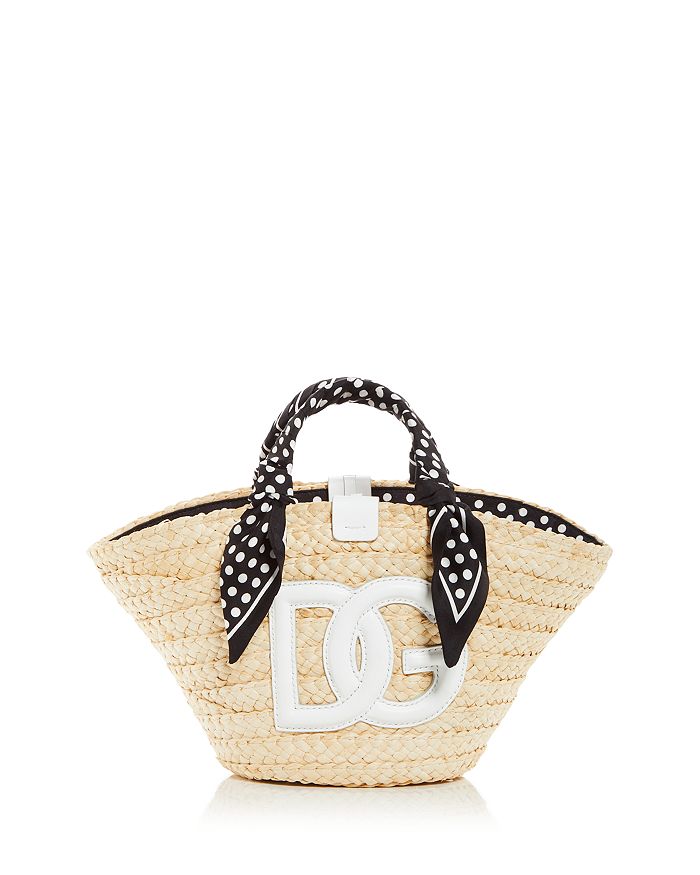 Dolce & Gabbana Small Straw Kendra Bag with DG Logo