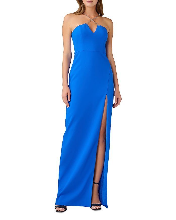 Aidan by Aidan Mattox Crepe Chain Trim Column Gown Bloomingdale's