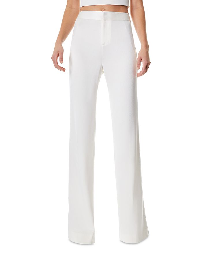 Alice And Olivia Deanna Slim Pant In Ecru