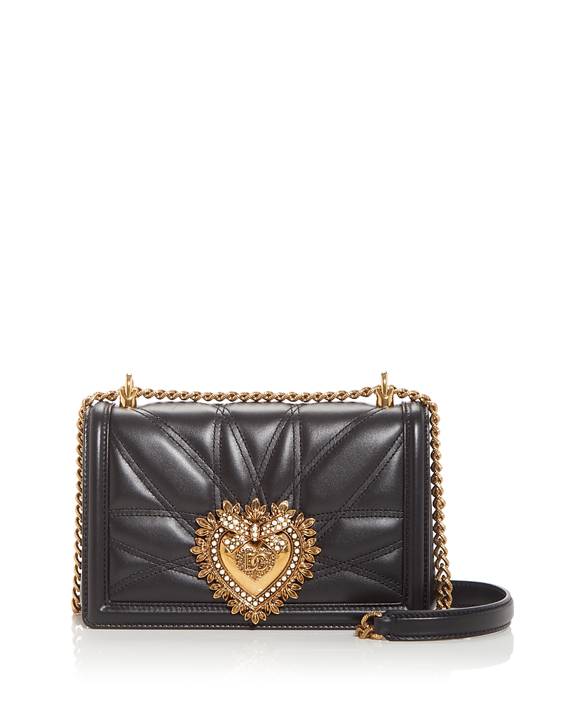 Dolce & Gabbana Medium Devotion Bag In Quilted Nappa Leather In Black