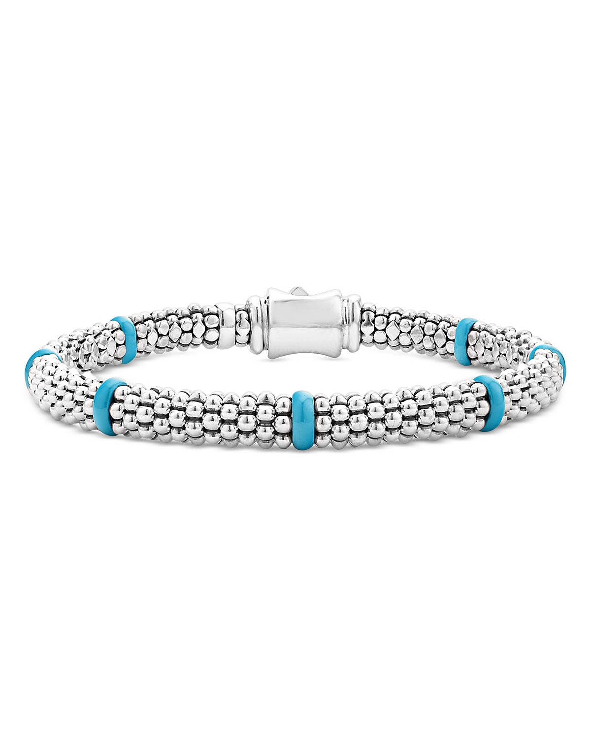 Lagos Ceramic & Sterling Silver Blue Caviar Station Bracelet