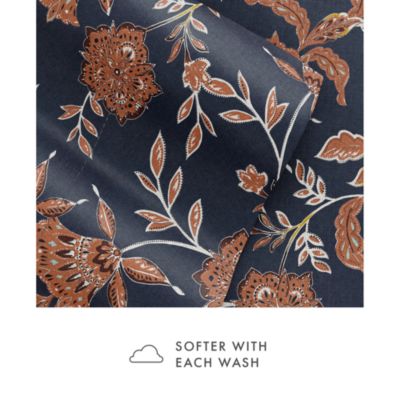 Jacobean Floral 3pc Cotton Quilt Set, Queen