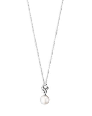 18K White Gold Magic Cultured Freshwater Pearl & Diamond Pendant Necklace, 17.72"