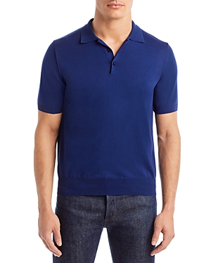 Canali White Sea Island Knit Polo In Navy
