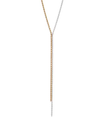 Freida Rothman Chain Link Lariat Necklace in Sterling Silver & 14K Gold Plated Sterling Silver, 16-18