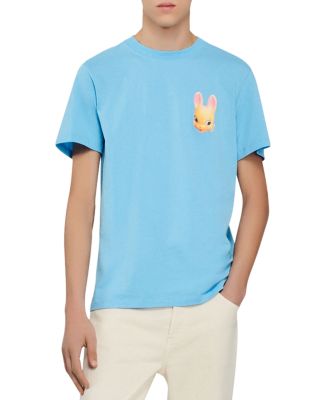 Sandro Rabbit Graphic Tee In Light Blue