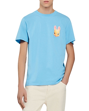 Sandro Rabbit Graphic Tee In Light Blue