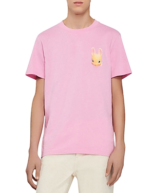 Sandro Rabbit Graphic Tee In Pink