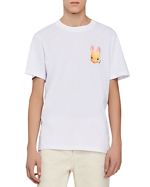 Sandro Rabbit Cotton Graphic Logo Tee In White