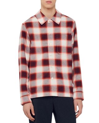 Sandro Check-pattern Button-up Shirt In Red Ecru
