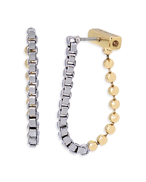 Shop Allsaints Ball & Box Chain Front To Back Earrings In Two Tone In Silver/gold