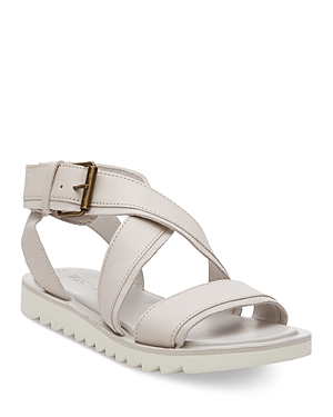 Shop Toms Women's Sidney Crisscross Ankle Strap Flat Sandals In Putty Leather