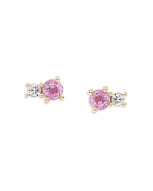 Adina Reyter 14K Yellow Gold Pink Sapphire & Diamond Stud Earrings