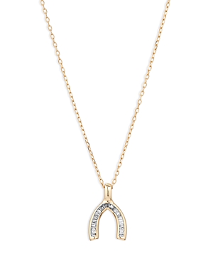 Adina Reyter 14K Yellow Gold Diamond Baguette Wishbone Pendant Necklace, 17-18