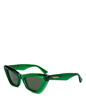 Bottega Veneta Cat Eye Sunglasses, 53mm In Green/gray Solid