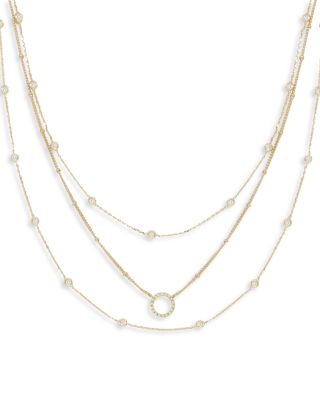 Ettika - Monroe Crystal Cubic Zirconia Layered Collar Necklace in 18K Gold Plated, 14"-19"