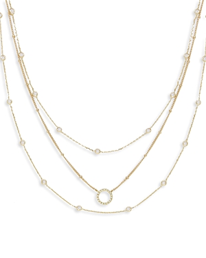 Ettika Monroe Crystal Cubic Zirconia Layered Collar Necklace in 18K Gold Plated, 14-19