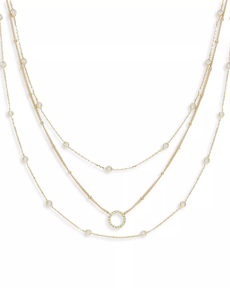 Ettika Monroe Crystal Cubic Zirconia Layered Collar Necklace in 18K Gold Plated, 14