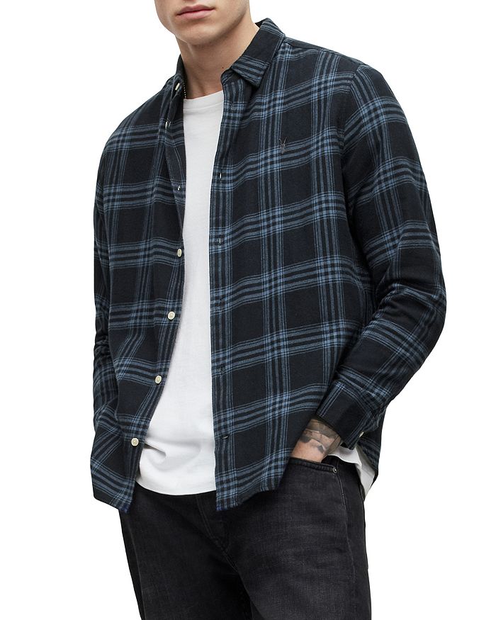 ALLSAINTS Voltana Cotton Check Relaxed Fit Button Down Shirt