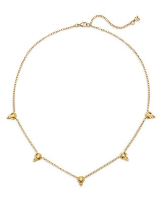 Temple St. Clair - 18K Yellow Gold CL White Diamond Station Collar Necklace, 16-18"