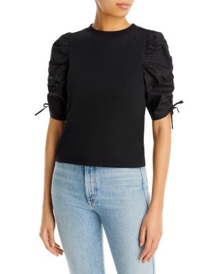 Ruched Sleeve T-shirt In Noir