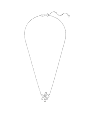 Swarovski Volta Crystal Bow Pendant Necklace In Rhodium Plated, 15-17 In Silver