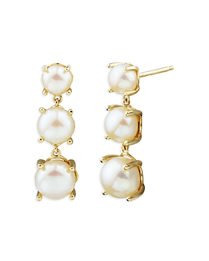 Bloomingdale's Cultured Freshwater Button Pearl Drop Earrings In 14k Yellow Gold- 100% Exclusive In White/gold