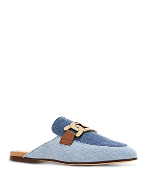 Shop Tod's Women's Sabot Loafer Mules In Blue/brown