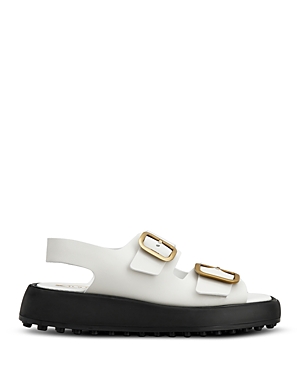 Tod's Buckled Leather Sandals In White