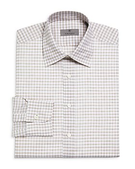 Canali - Tan Check Pattern Button Front Shirt
