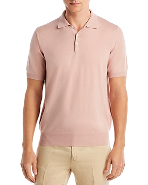 Canali White Sea Island Knit Polo In Pink