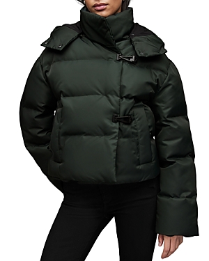 Allsaints Allais Hooded Puffer Coat In Forest Green