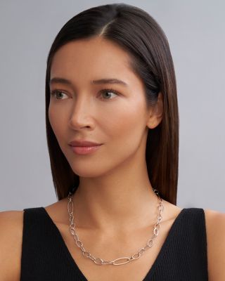 Sterling Silver Signature Caviar Oval Link Chain Necklace, 20"