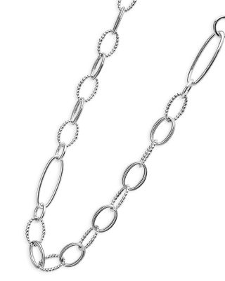 Sterling Silver Signature Caviar Oval Link Chain Necklace, 34"