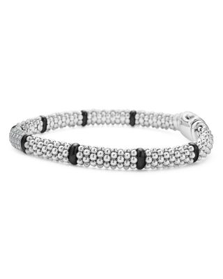 Sterling Silver Black Caviar Diamond & Ceramic Bead Bracelet