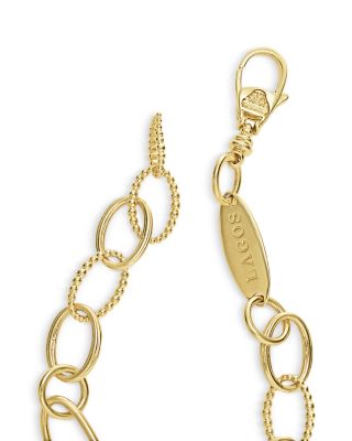 18K Gold Signature Caviar Oval Link Bracelet, 7"